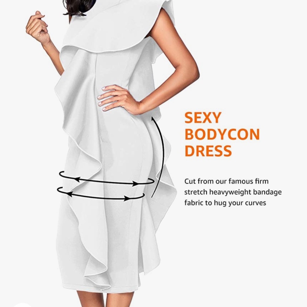 Halter Neck Body Con Dress with Statement Ruffle - Picture 4 of 5